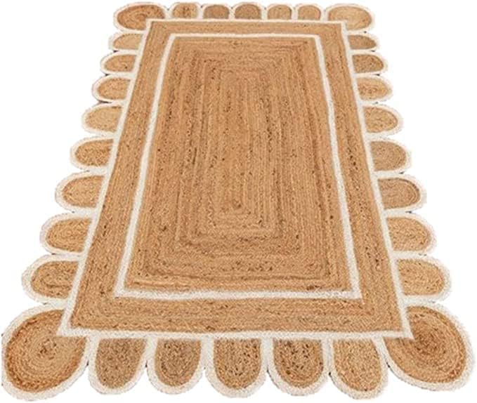Scalloped Boho Natural Jute Area Rug