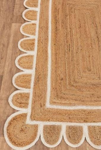 Scalloped Boho Natural Jute Area Rug