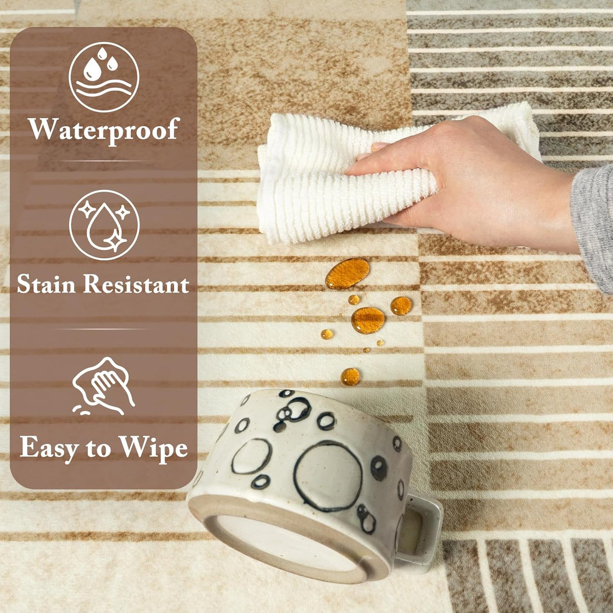 Geometric Washable Non Slip Runner Rug