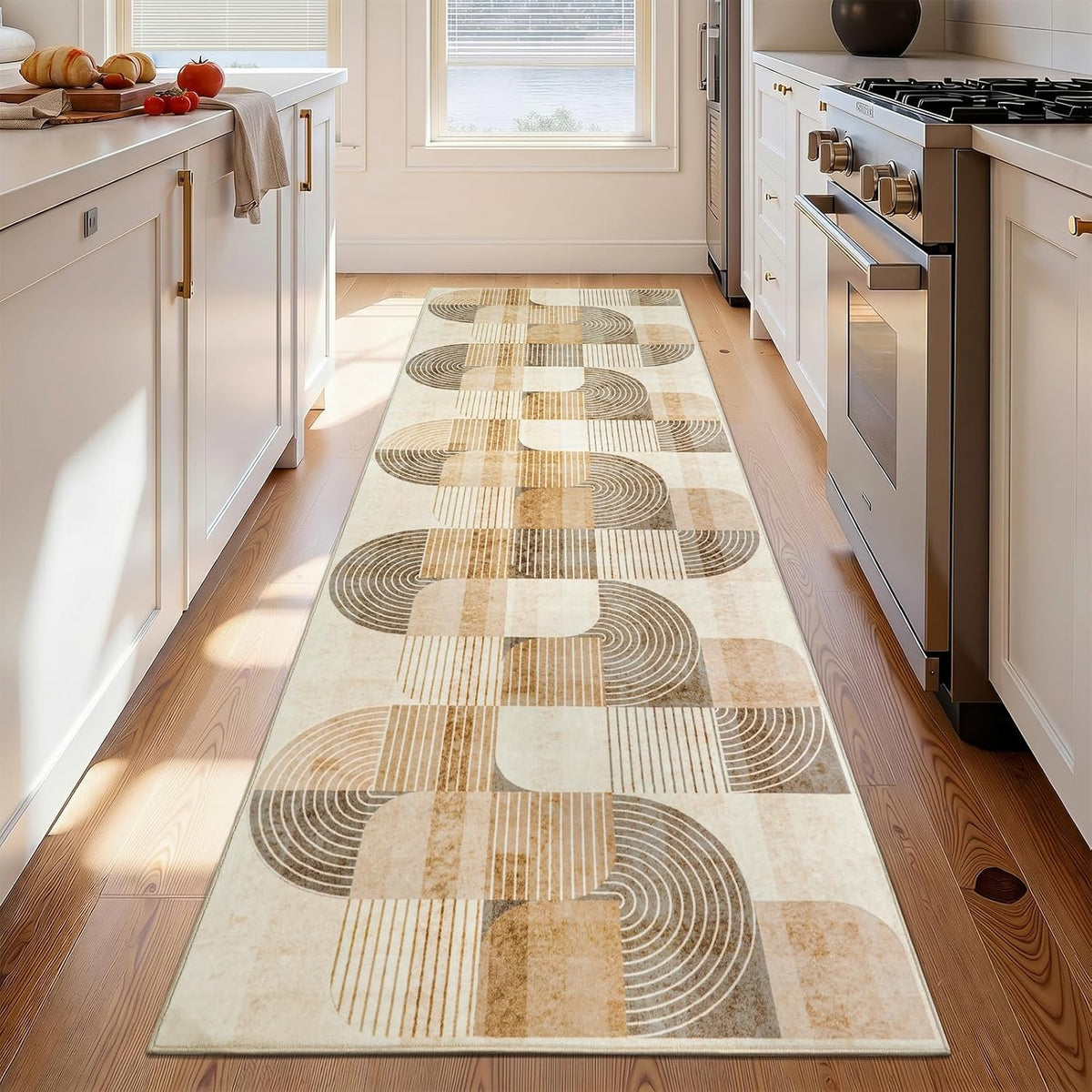 Geometric Washable Non Slip Runner Rug