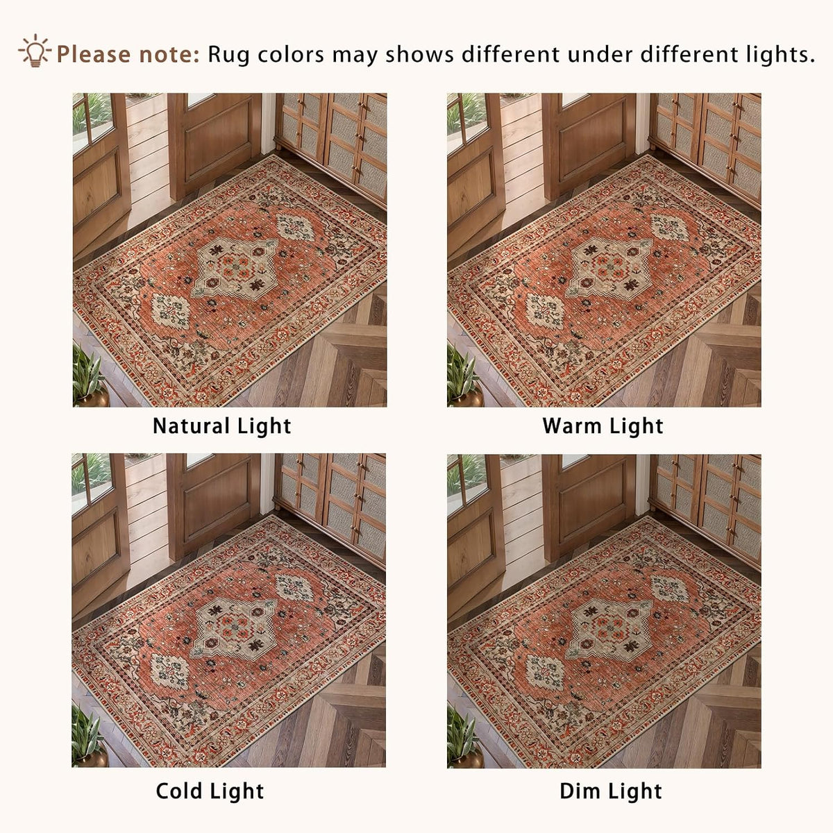 Washable Boho Vintage Oriental Area Rug