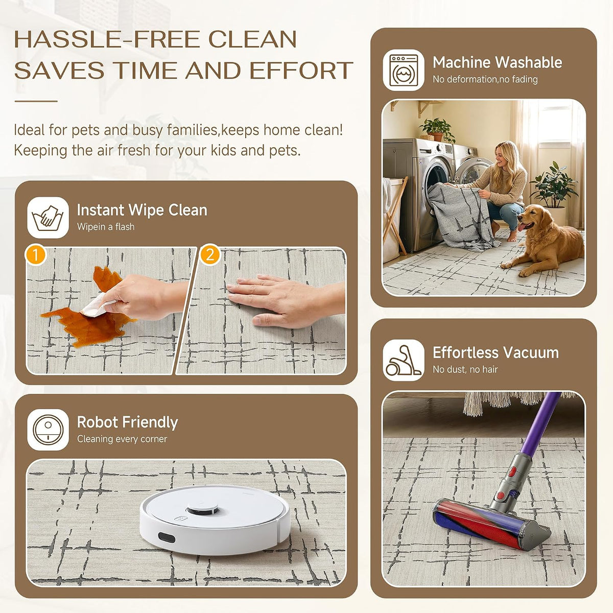 Modern Washable Non Slip Runner Rug