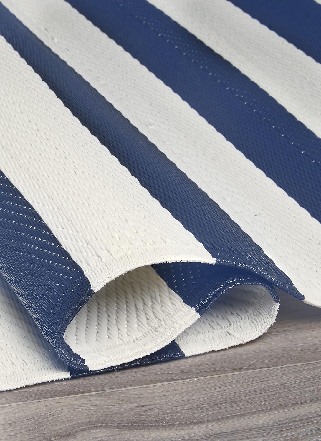 Striped Recycled Plastic Patio Rug