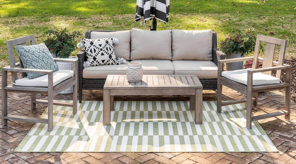 Striped Weatherproof Outdoor Patio Rug