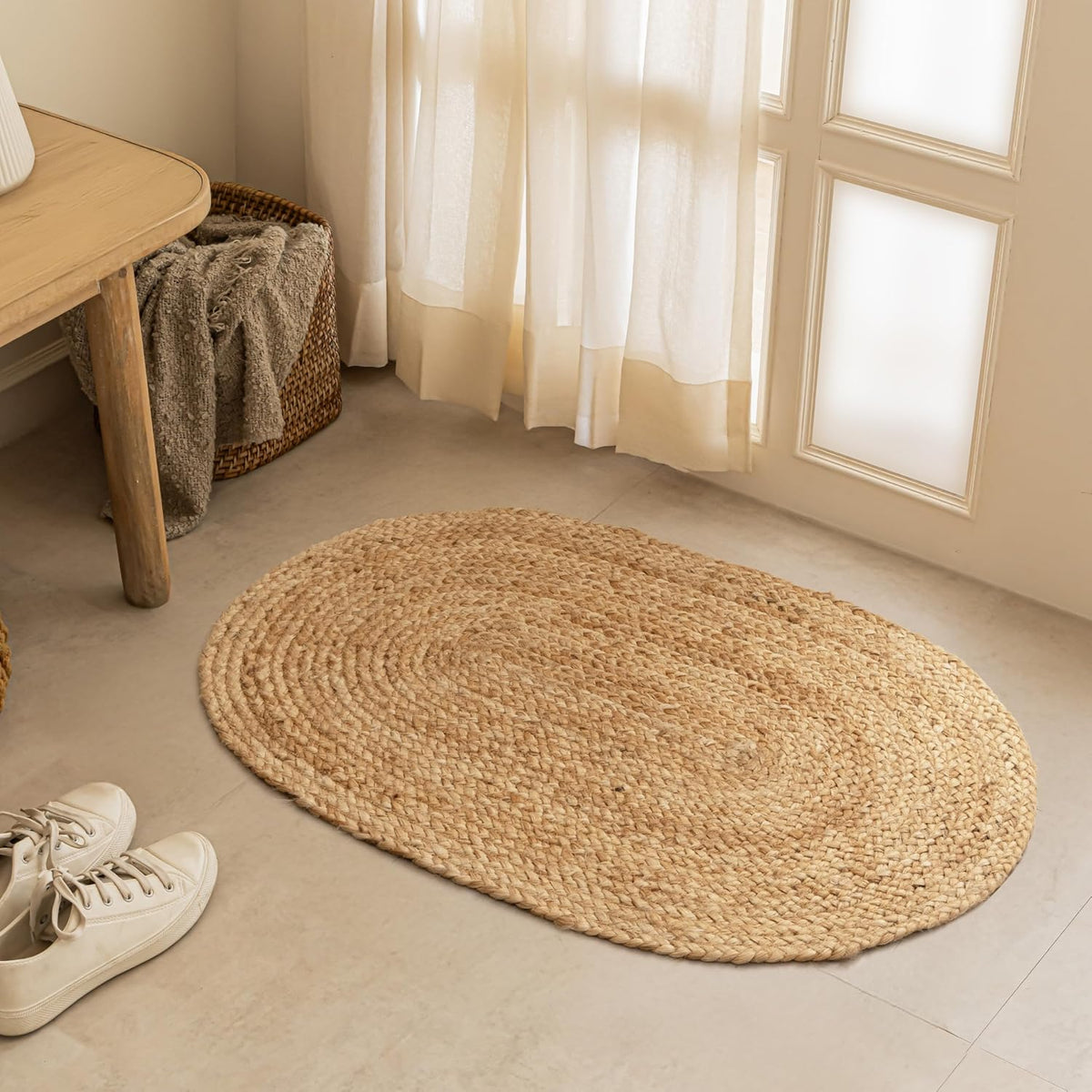 Reversible Oval Handwoven Jute Doormat