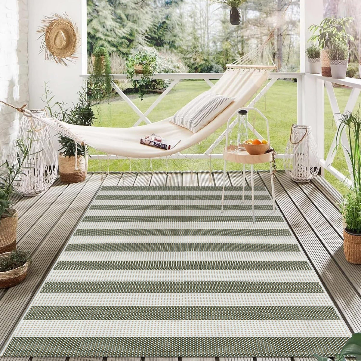 Striped Washable Reversible Outdoor Rug