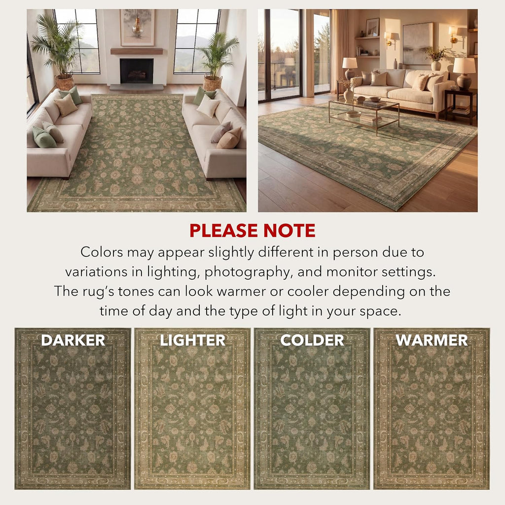 Washable Vintage Non Slip Large Rug