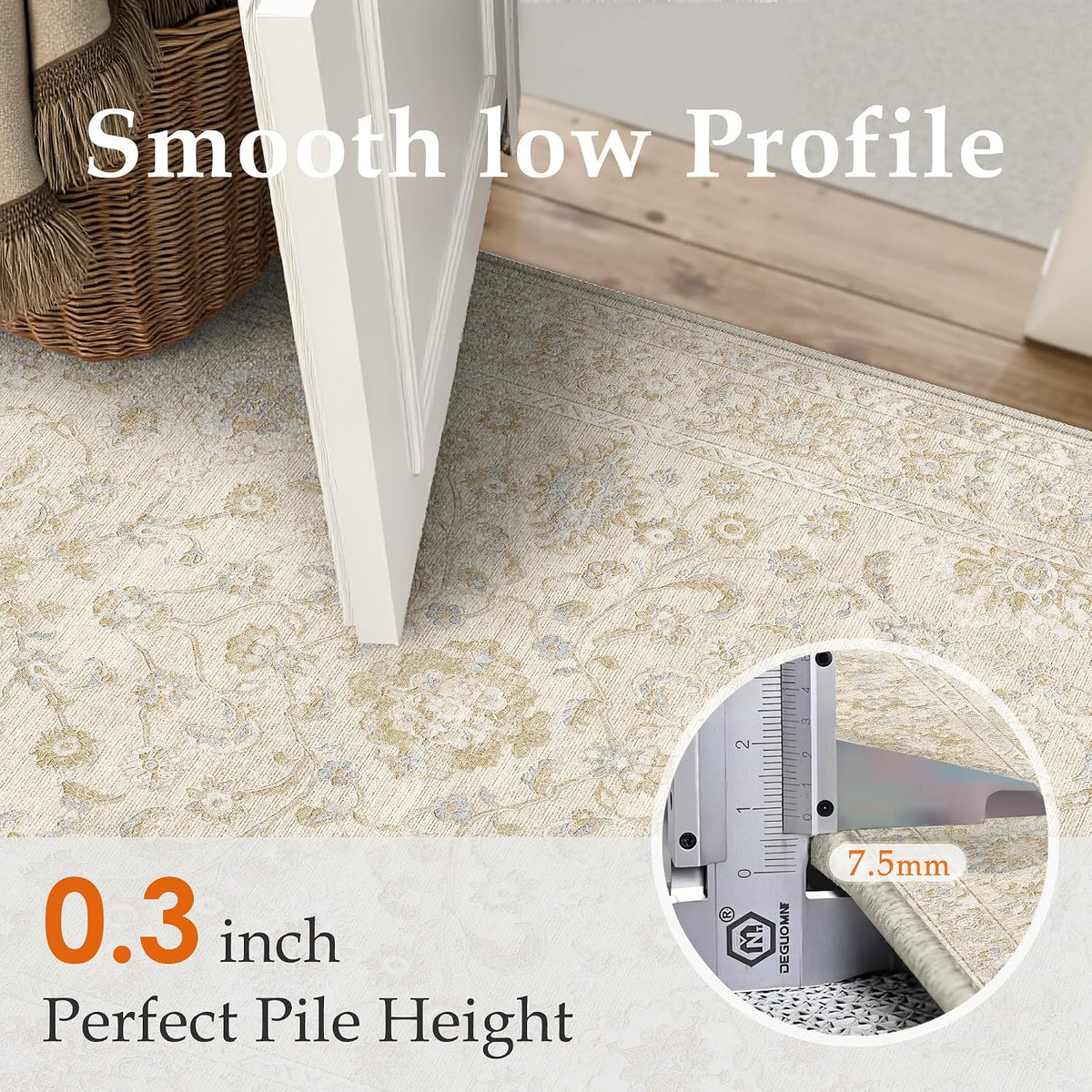 Floral Washable Non Slip Runner Rug