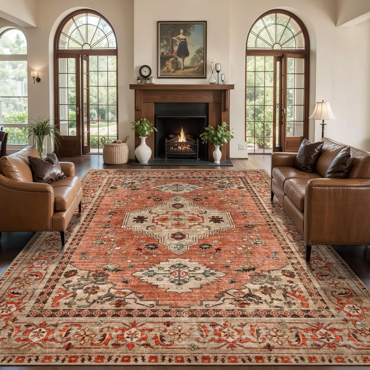 Washable Boho Vintage Oriental Area Rug