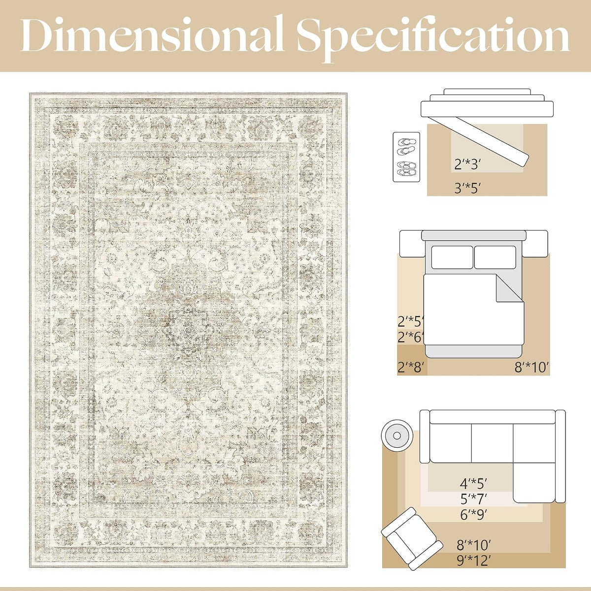 Farmhouse Washable Non Slip Runner Rug