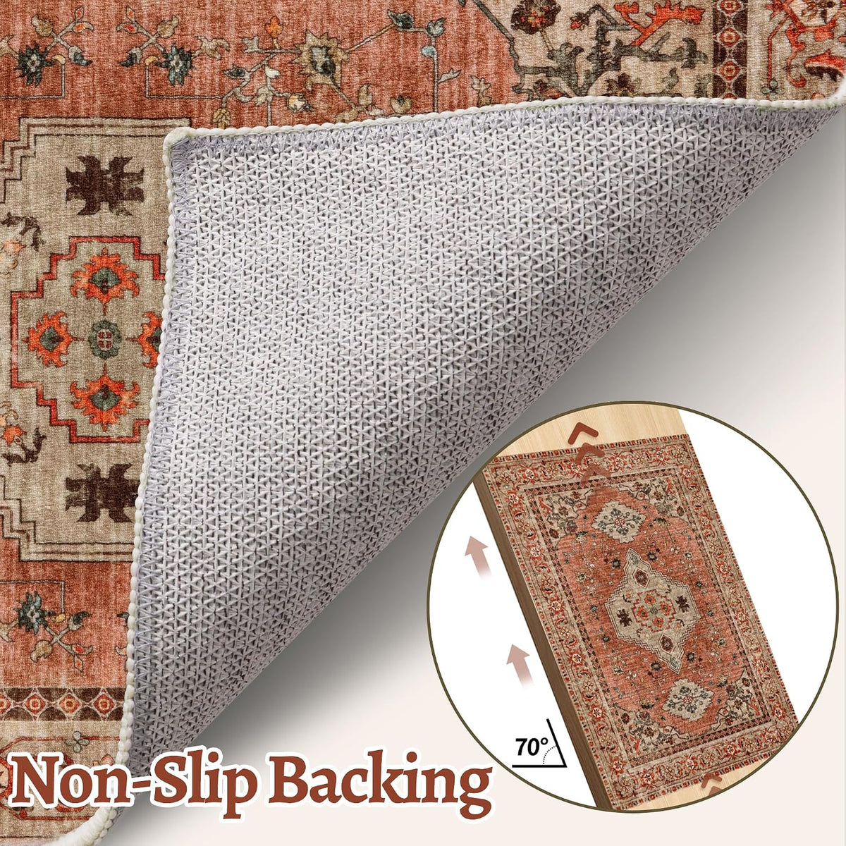 Washable Boho Vintage Oriental Area Rug