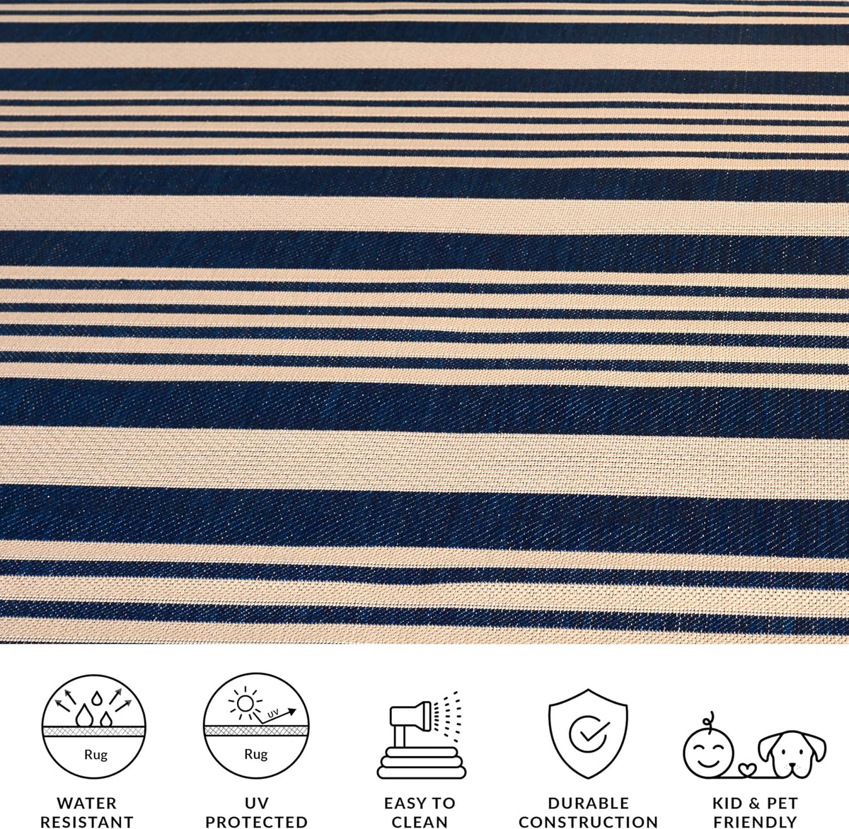 Striped Waterproof Outdoor Patio Rug