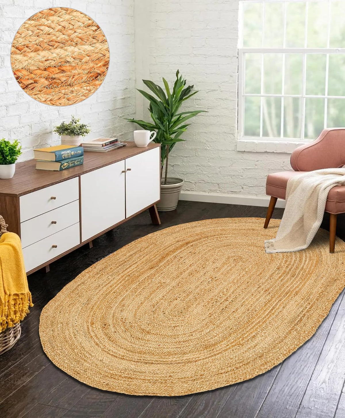 Handwoven Braided Natural Jute Rug