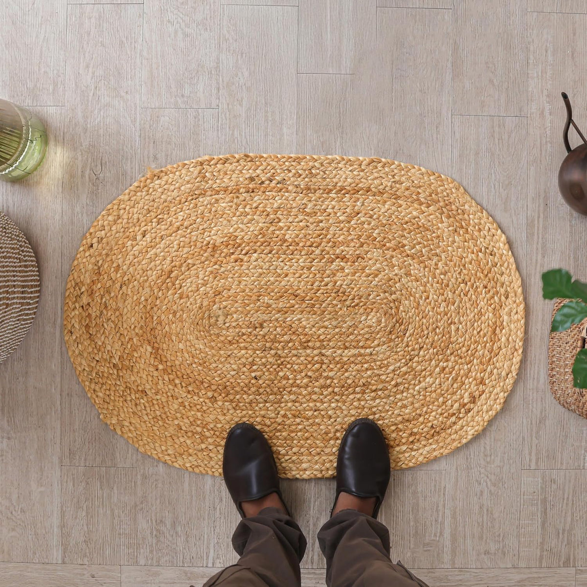 Reversible Oval Handwoven Jute Doormat