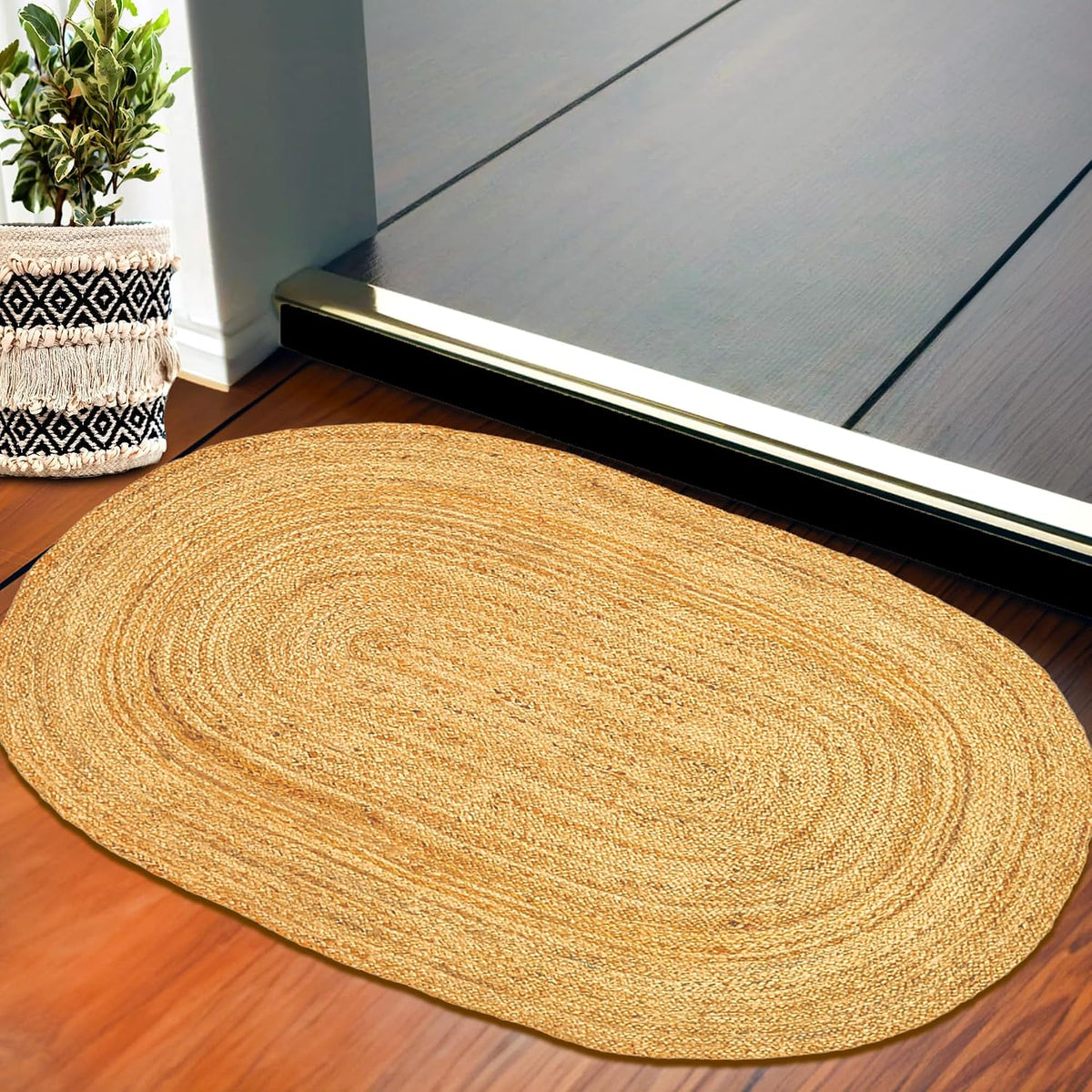 Handwoven Braided Natural Jute Rug