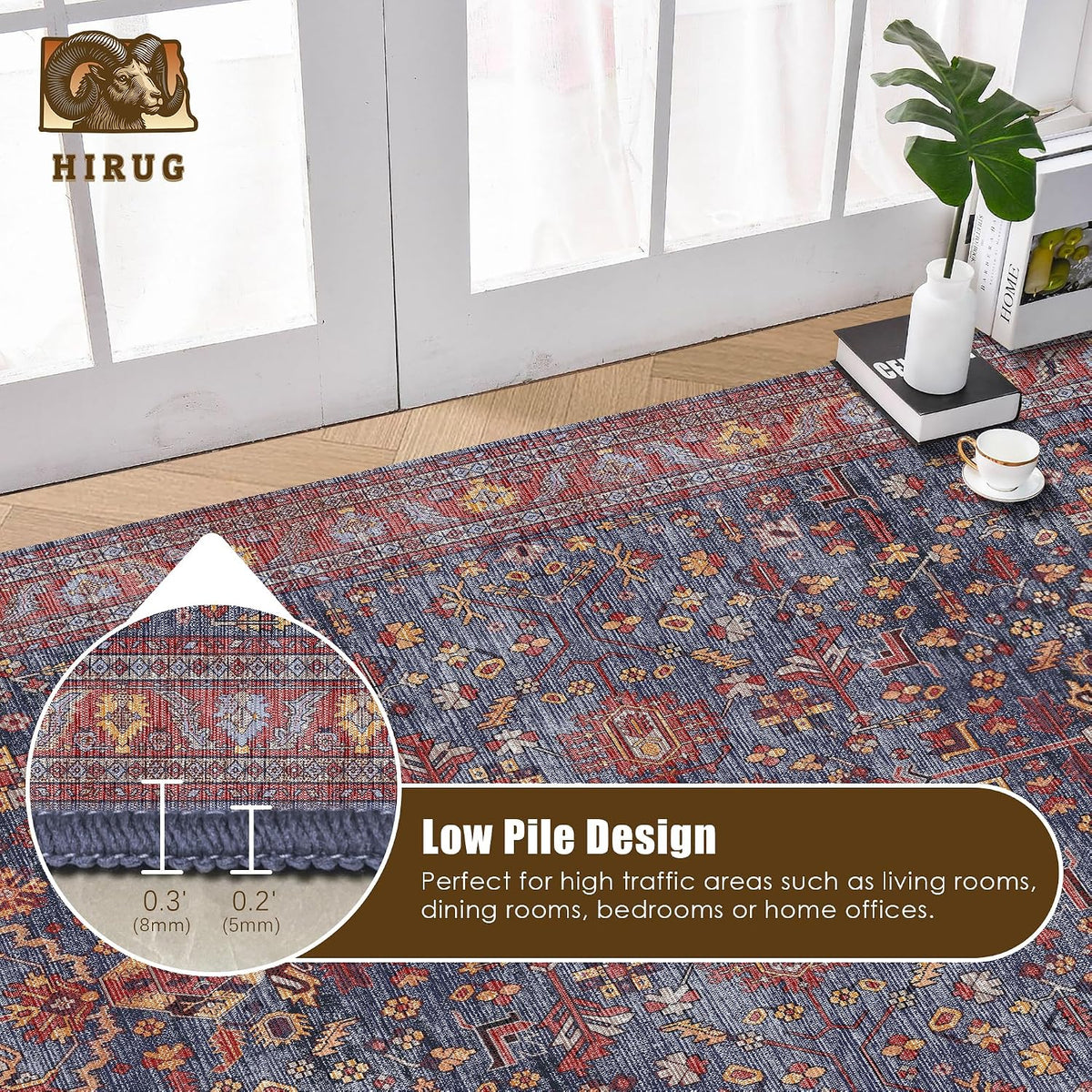 Washable Vintage Persian Non Slip Rug