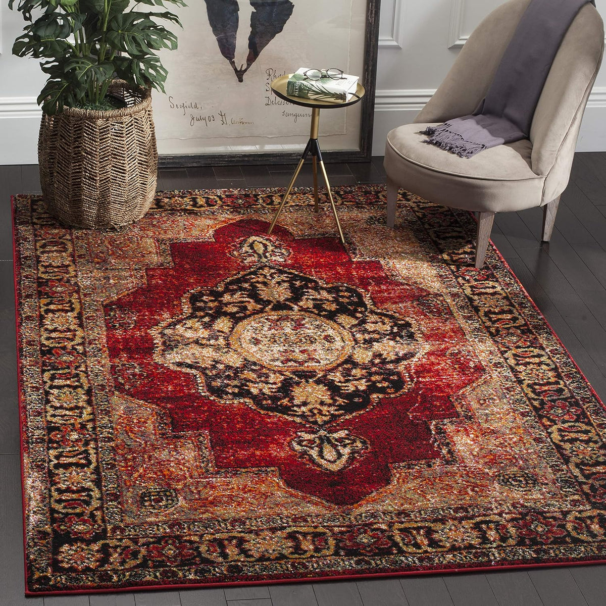Vintage Persian Oriental Non Shed Rug