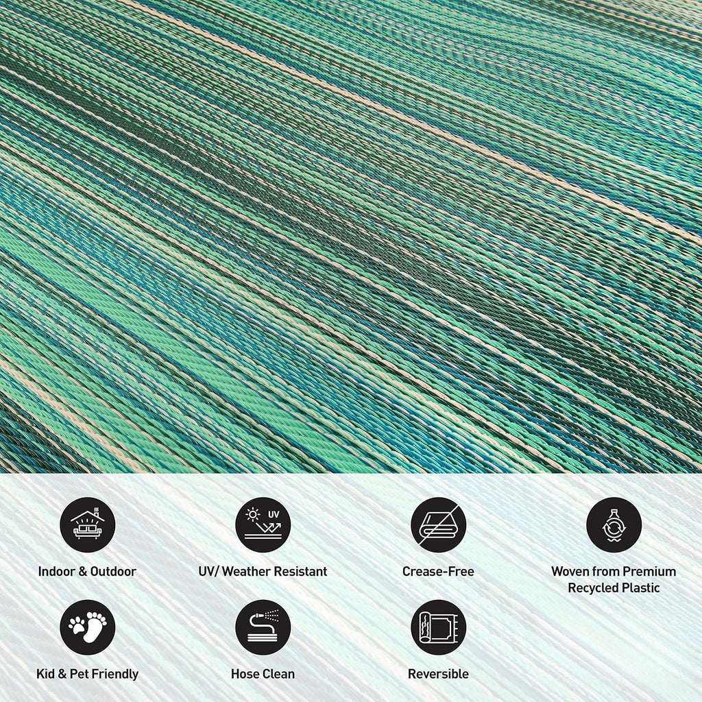 Striped Weatherproof Recycled Outdoor Rug